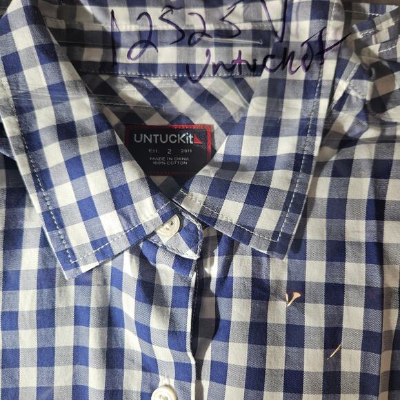 New Untuckit Belleza Plaid Button Down Cotton Long Sleeve Shirt Sz 2 - Picture 11 of 12